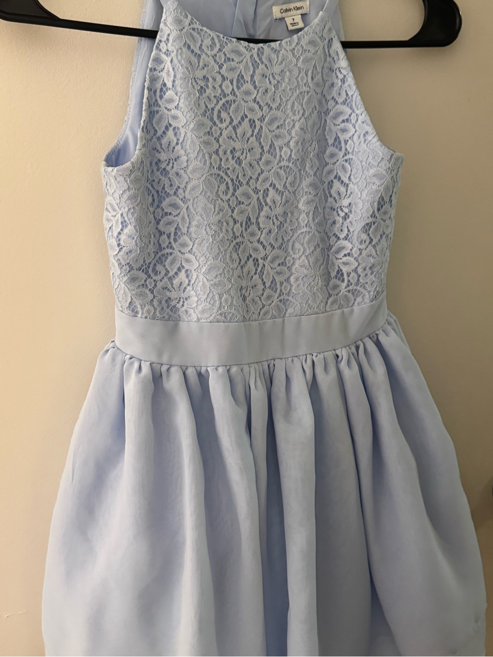 Calvin Klein Pale Blue Lace Bodice Girls Dress